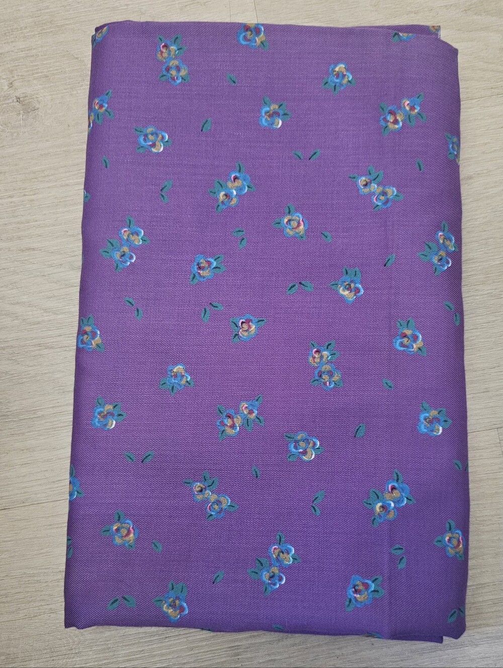 Purple Floral Print Fabric Panel 2 1/2 Yards By 44 Inches Wide